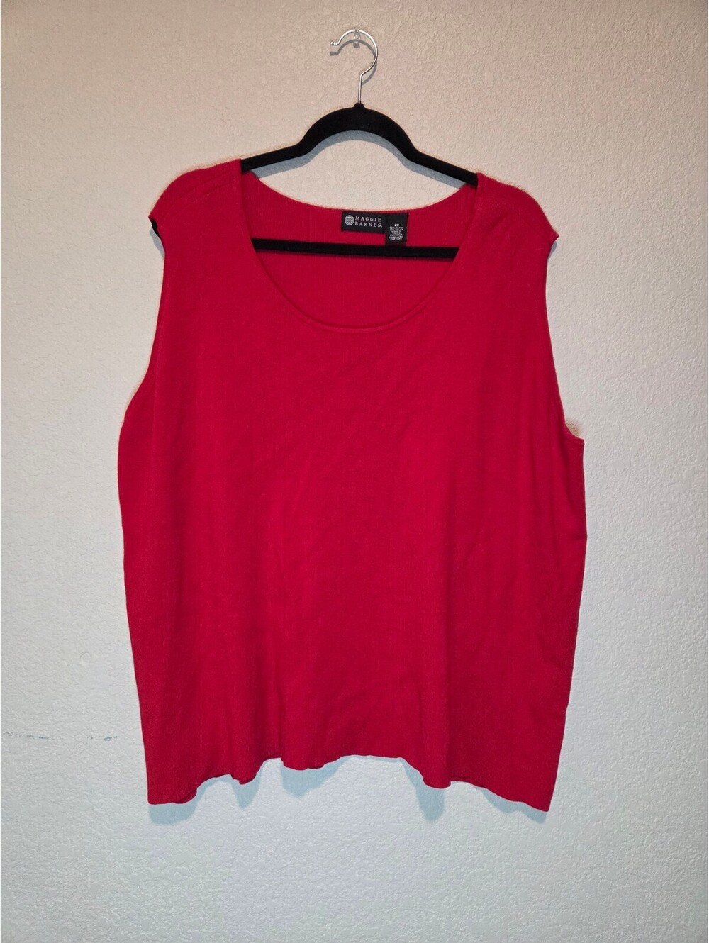 Maggie Barnes Red Sleeveless Knit Top 2X